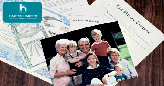 photo of a family laying on top of estate planning documents